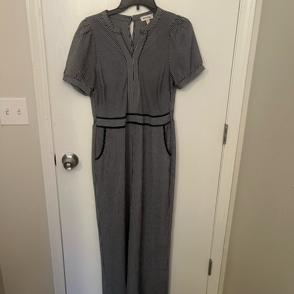 Black and White Striped Jumpsuit